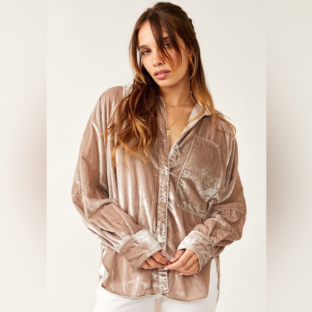EUC Free People, Night Skies Velvet Mushroom Top - worn once!